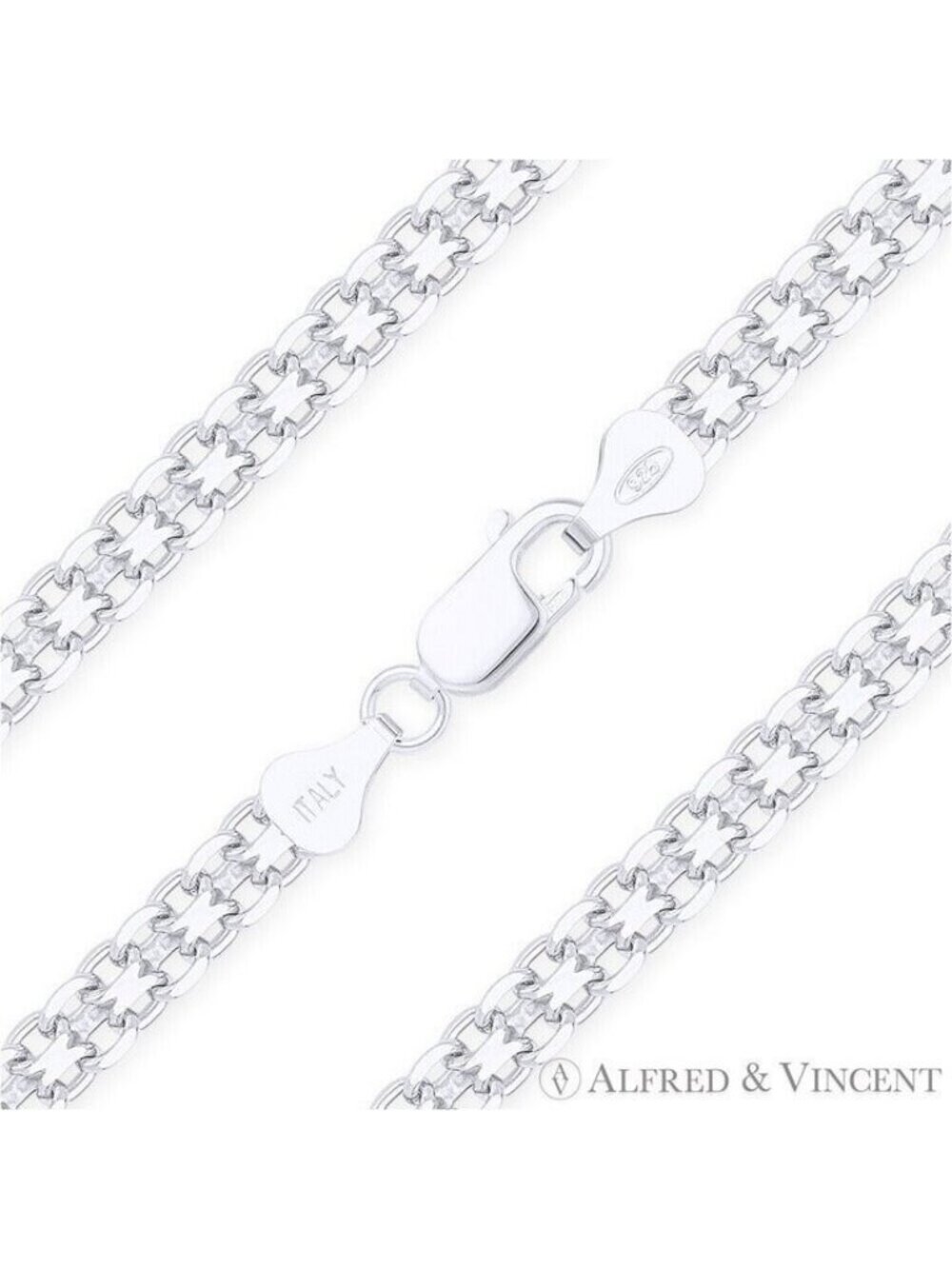 Bismark / Bizmark Link Italian Chain Anklet in .925 Sterling Silver - Size 9"